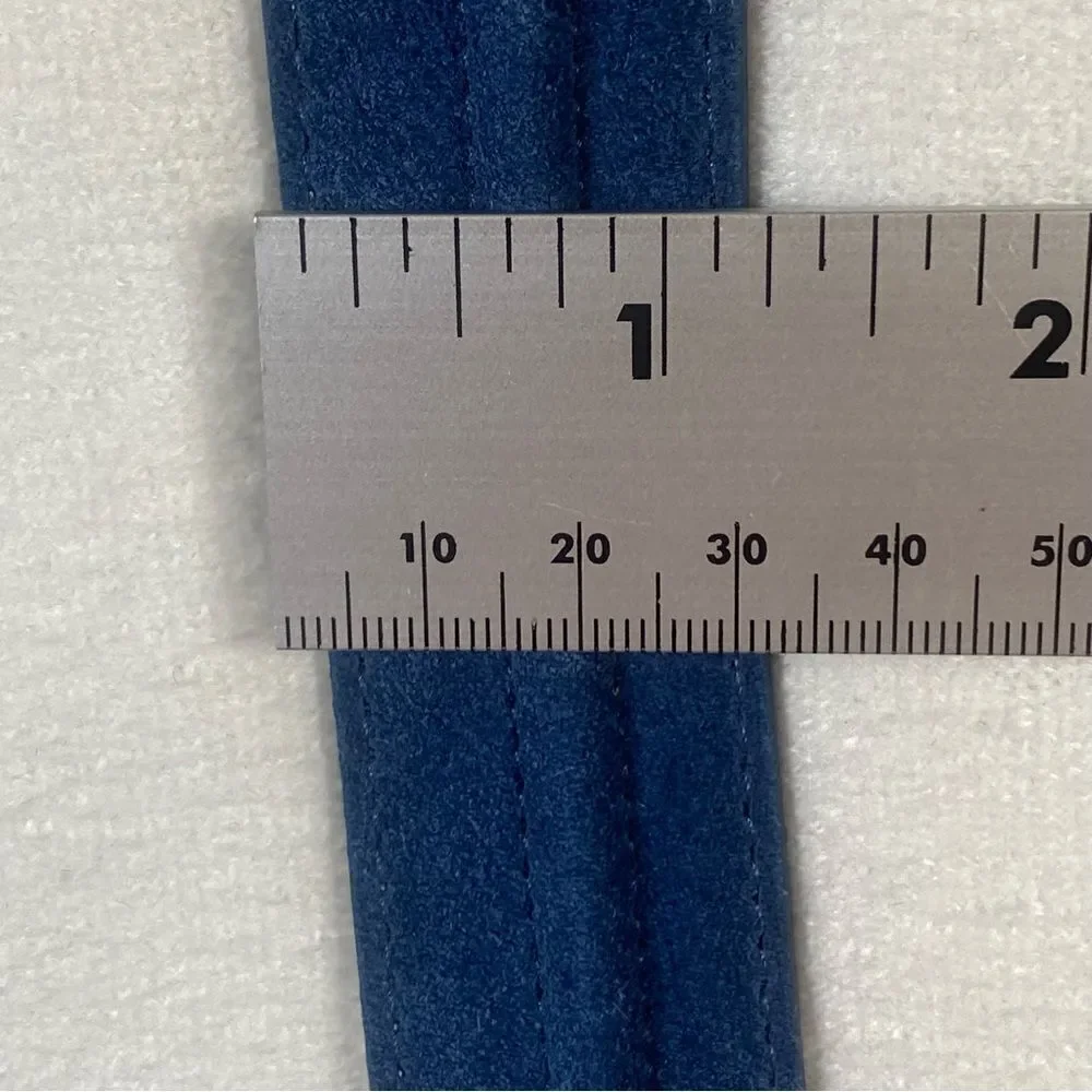Per Se Blue Suede Belt W/2 Tone Silver Buckle